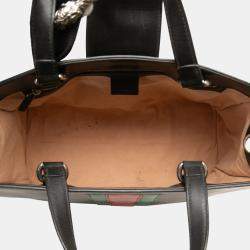 Pre Owned Gucci Black Large Calfskin Dionysus Web Top Handle Bag