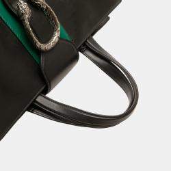 Pre Owned Gucci Black Large Calfskin Dionysus Web Top Handle Bag