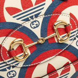 Pre Owned Gucci Red Adidas Mini Leather Horsebit 1955 Top Handle Bag
