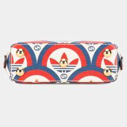 Pre Owned Gucci Red Adidas Mini Leather Horsebit 1955 Top Handle Bag