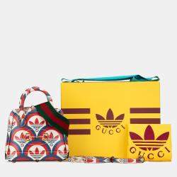 Pre Owned Gucci Red Adidas Mini Leather Horsebit 1955 Top Handle Bag