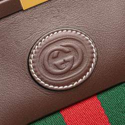 Pre Owned Gucci Beige Brown GG Supreme Ophidia Virgo Top Handle Bag