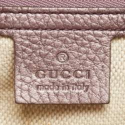 Pre Owned Gucci Metallic Purple Leather Small Soho Working Tote