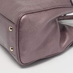 Pre Owned Gucci Metallic Purple Leather Small Soho Working Tote