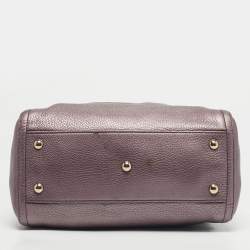 Pre Owned Gucci Metallic Purple Leather Small Soho Working Tote