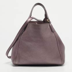 Pre Owned Gucci Metallic Purple Leather Small Soho Working Tote