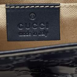 Pre Owned Gucci Navy Blue Guccissima Patent Leather Small Emily Chain Shoulder Bag