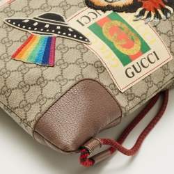 Pre Owned Gucci Brown/Beige GG Supreme Canvas Patchwork Drawstring Convertible Tote/Backpack