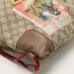Pre Owned Gucci Brown/Beige GG Supreme Canvas Patchwork Drawstring Convertible Tote/Backpack