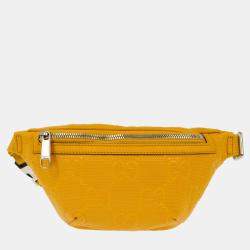 Pre Owned Gucci Yellow GG Embossed Bum Bag