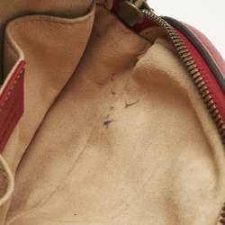 Pre Owned Gucci Red Matelassé Leather GG Marmont Belt Bag