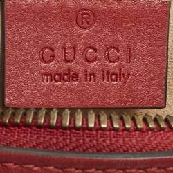 Pre Owned Gucci Red Matelassé Leather GG Marmont Belt Bag