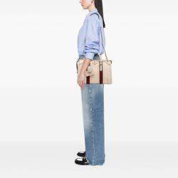 Pre Owned Gucci White Medium Calfskin Web Bauletto Top Handle Bag