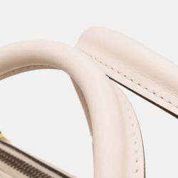 Pre Owned Gucci White Medium Calfskin Web Bauletto Top Handle Bag