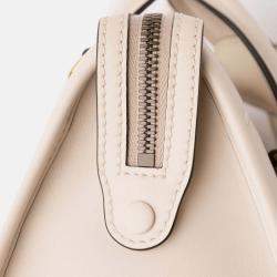 Pre Owned Gucci White Medium Calfskin Web Bauletto Top Handle Bag