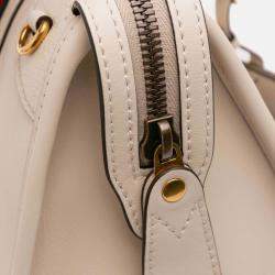 Pre Owned Gucci White Medium Calfskin Web Bauletto Top Handle Bag