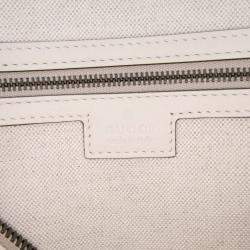 Pre Owned Gucci White Medium Calfskin Web Bauletto Top Handle Bag