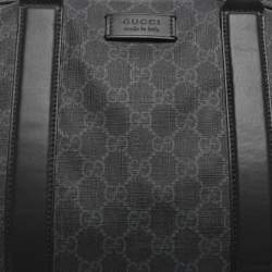 Pre Owned Gucci Black Soft GG Supreme Canvas and Leather Carry On Duffel Bag