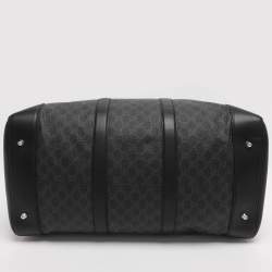 Pre Owned Gucci Black Soft GG Supreme Canvas and Leather Carry On Duffel Bag