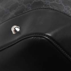 Pre Owned Gucci Black Soft GG Supreme Canvas and Leather Carry On Duffel Bag