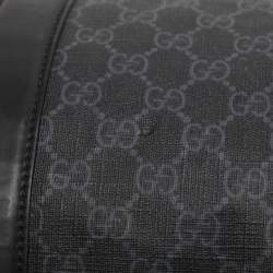 Pre Owned Gucci Black Soft GG Supreme Canvas and Leather Carry On Duffel Bag