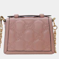 Pre Owned حقيبة يد علوية غوتشي جلد ماتلاسيه صغير وردي جي جي