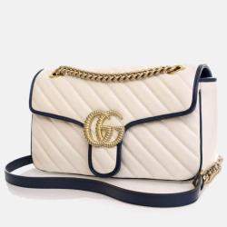 Pre Owned Gucci Small Calfskin Torchon GG Marmont Shoulder Bag