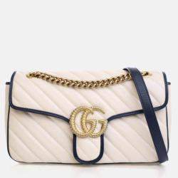 Pre Owned Gucci Small Calfskin Torchon GG Marmont Shoulder Bag