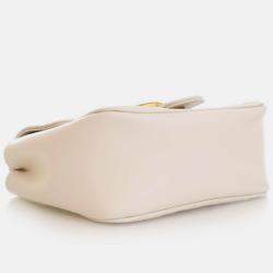 Pre Owned Gucci Mini White Calfskin Marmont Shoulder Bag