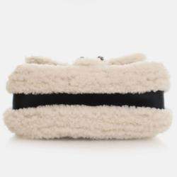 Pre Owned Gucci Mini Beige/Black Calf Leather Shearling Dionysus Top Handle