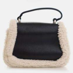 Pre Owned Gucci Mini Beige/Black Calf Leather Shearling Dionysus Top Handle