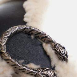 Pre Owned Gucci Mini Beige/Black Calf Leather Shearling Dionysus Top Handle