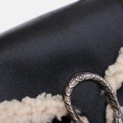Pre Owned Gucci Mini Beige/Black Calf Leather Shearling Dionysus Top Handle