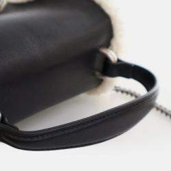 Pre Owned Gucci Mini Beige/Black Calf Leather Shearling Dionysus Top Handle