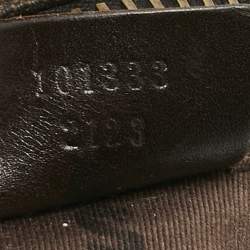 Pre Owned Gucci Dark Brown GG Canvas and Leather Zip Shoulder Bag