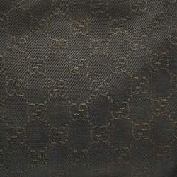 Pre Owned Gucci Dark Brown GG Canvas and Leather Zip Shoulder Bag