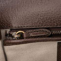 Pre Owned Gucci Beige Brown 100th Anniversary Medium Canvas 1947 Bamboo Top Handle Bag