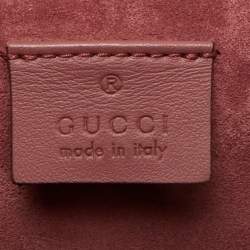 Pre Owned Gucci Old Rose/Beige GG Supreme Canvas and Suede Small Dionysus Blooms Shoulder Bag