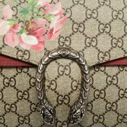 Pre Owned Gucci Old Rose/Beige GG Supreme Canvas and Suede Small Dionysus Blooms Shoulder Bag