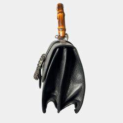 Pre Owned Gucci Black Leather Dionysus Bamboo Top handle Bag