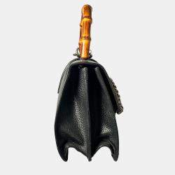 Pre Owned Gucci Black Leather Dionysus Bamboo Top handle Bag