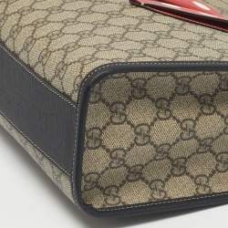 Pre Owned Gucci Kid's Choco Brown/Beige GG Supreme Canvas Lady Bug Tote