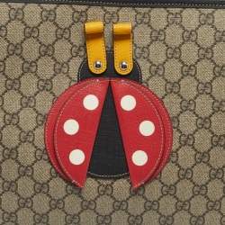 Pre Owned Gucci Kid's Choco Brown/Beige GG Supreme Canvas Lady Bug Tote