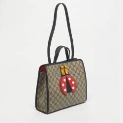 Pre Owned Gucci Kid's Choco Brown/Beige GG Supreme Canvas Lady Bug Tote