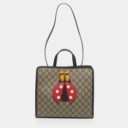 Pre Owned Gucci Kid's Choco Brown/Beige GG Supreme Canvas Lady Bug Tote