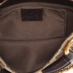 Pre Owned Gucci Beige GG Canvas and Leather Horsebit Chain Clutch