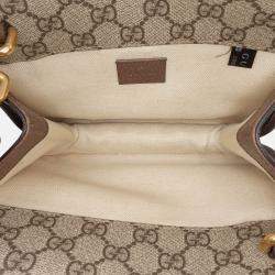 Pre Owned Gucci Beige Small GG Supreme Web Neo Vintage Double Flap Messenger Bag