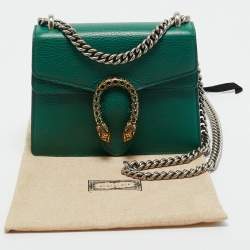 Pre Owned Gucci Green Leather Mini Crystal Dionysus Shoulder Bag