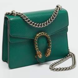 Pre Owned Gucci Green Leather Mini Crystal Dionysus Shoulder Bag