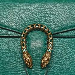 Pre Owned Gucci Green Leather Mini Crystal Dionysus Shoulder Bag